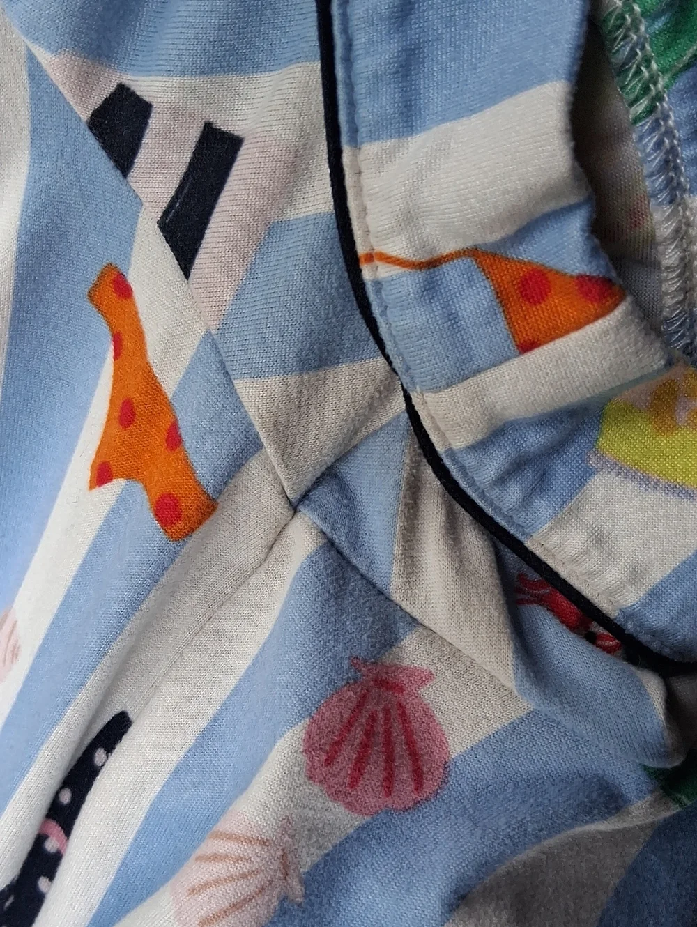 kate spade Light Blue Striped Short Sleeve Button Shirt with Multicolor Print M